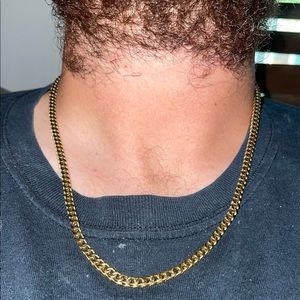 Microcuban gold plated stainless steel chain necklace